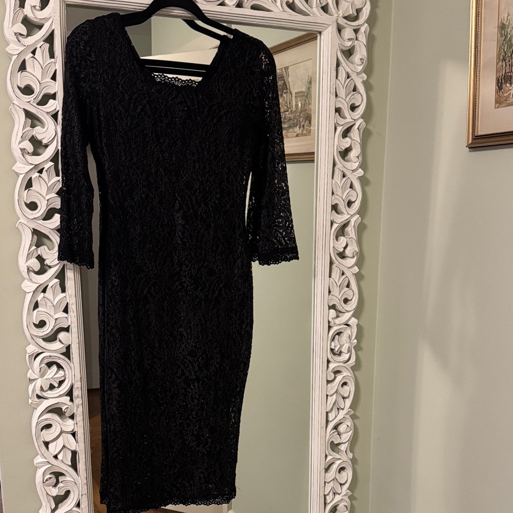 Black lace midi dress